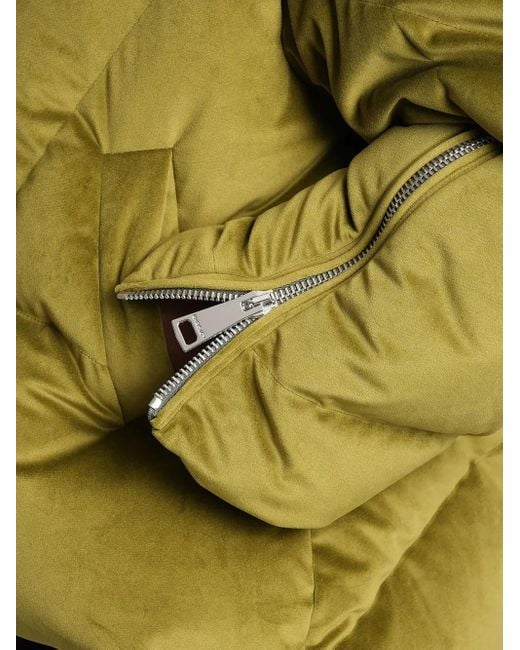 Khrisjoy Green Quilted Velvet-Effect Puffer Jacket