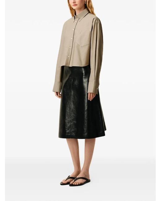AMI Natural Cotton Cropped Embossed Ami De Coeur Shirt