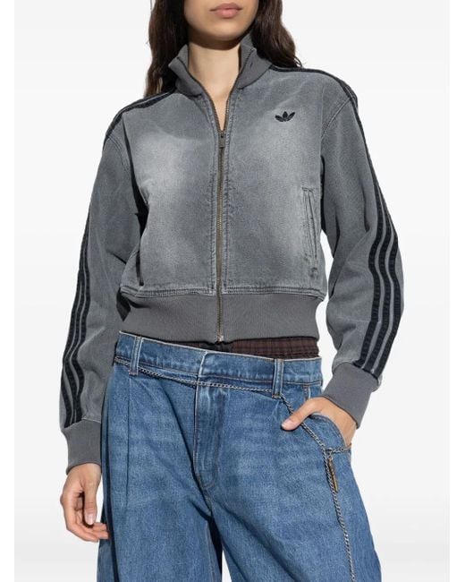 Adidas Gray 3-Stripe Denim Jacket