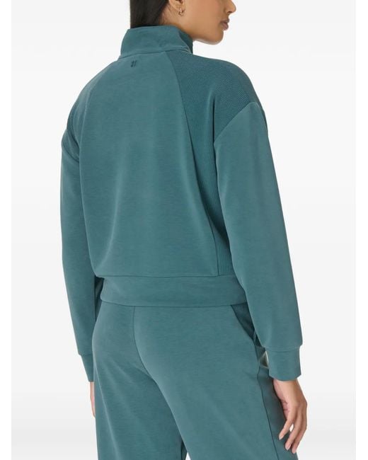 Sweaty Betty Green Sand Wash Ribbed-Panel Quarter-Zip Sweatshirt