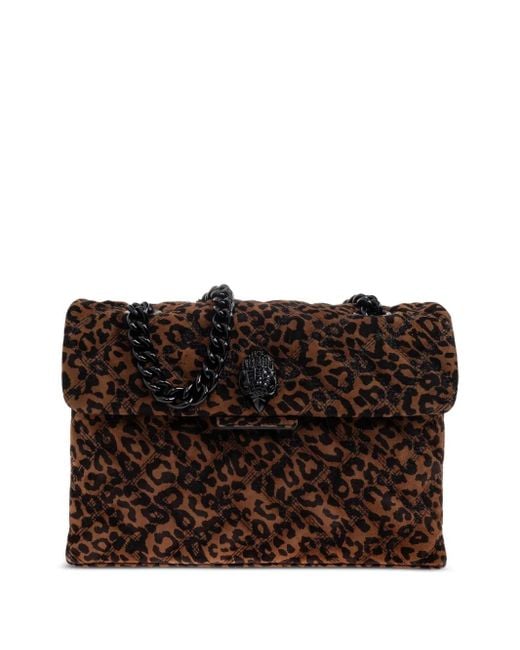 Kurt Geiger Brown Kensington Leopard-Print Quilted Shoulder Bag