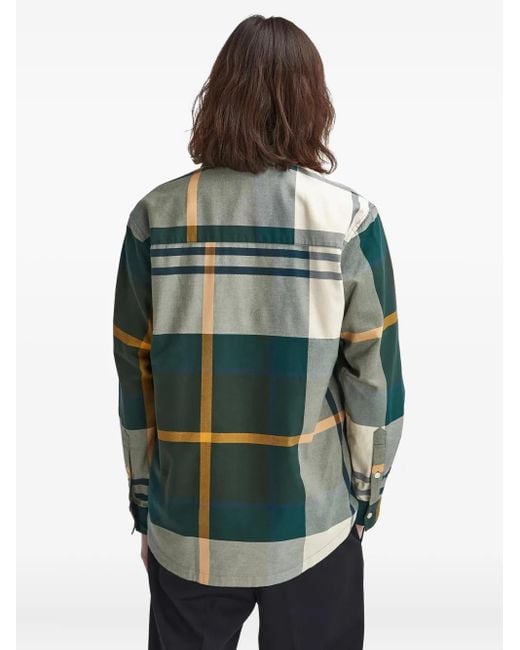 Barbour Gray Check-Pattern Patch-Pocket Shirt for men