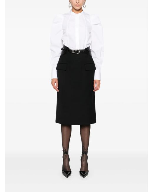 Alexander McQueen White Puff-Sleeve Button-Front Shirt