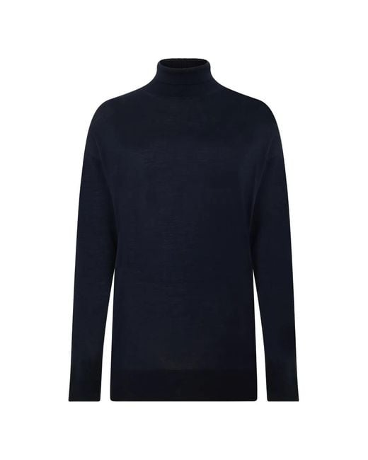 Max Mara Blue High-Neck Long-Sleeve Sweater