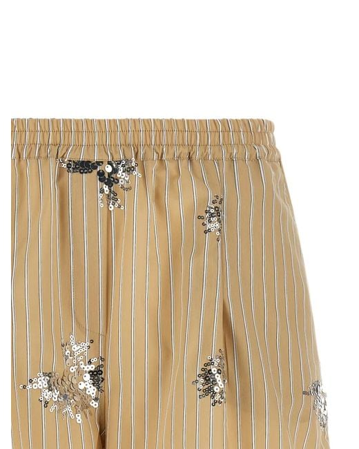 Le twins Natural Sequin-Embellished Striped Shorts