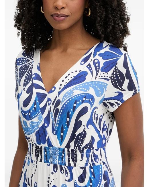 Morgan Blue Paisley-Print V-Neck Maxi Dress