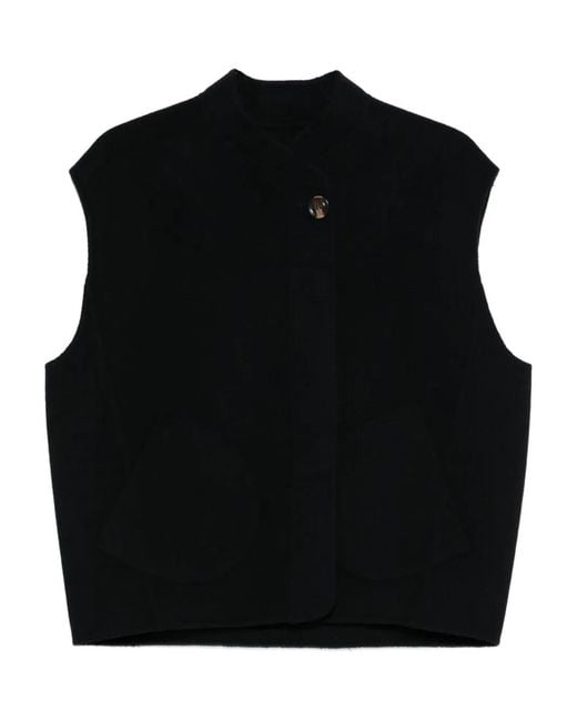 Soeur Black Button-Fastening Sleeveless Top