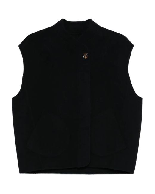 Soeur Black Button-Fastening Sleeveless Top