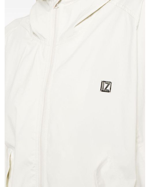 Izzue White Logo-plaque Hooded Jacket