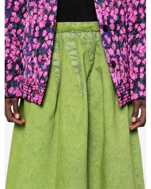 Marni Green Pleated Denim Skirt