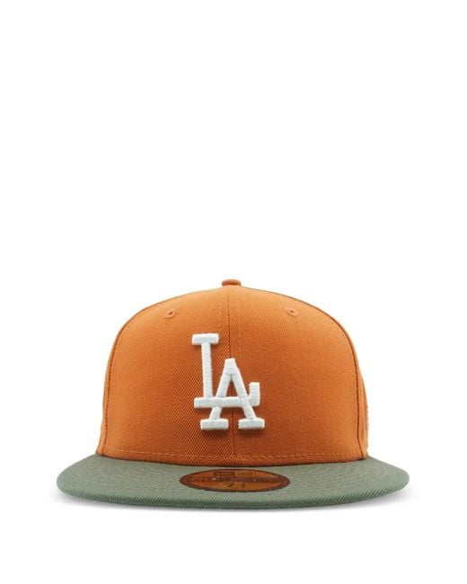 KTZ Orange 59Fifty Los Angeles Dodgers Baseball Cap for men