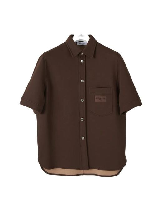 Givenchy Brown Logo-Patch Short-Sleeve Shirt for men