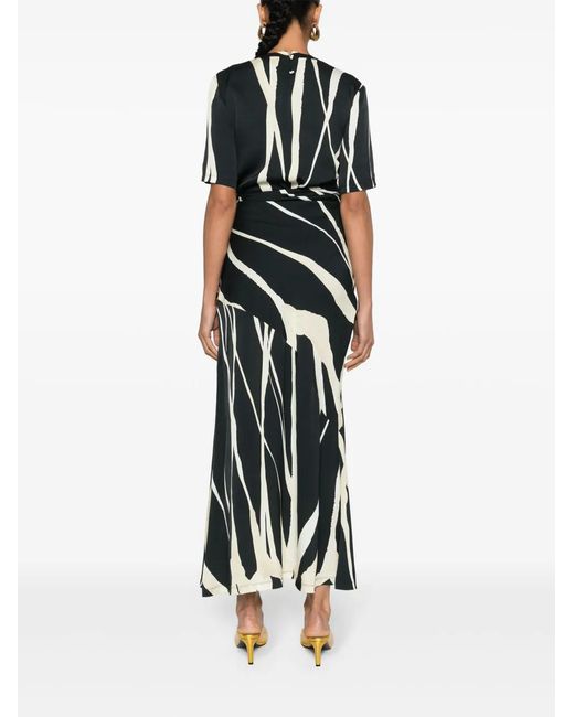 Nanushka Black Striped Crepe Midi Dress