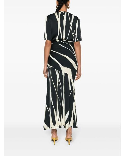 Robe Mi-Longue À Rayures Nanushka en coloris Black