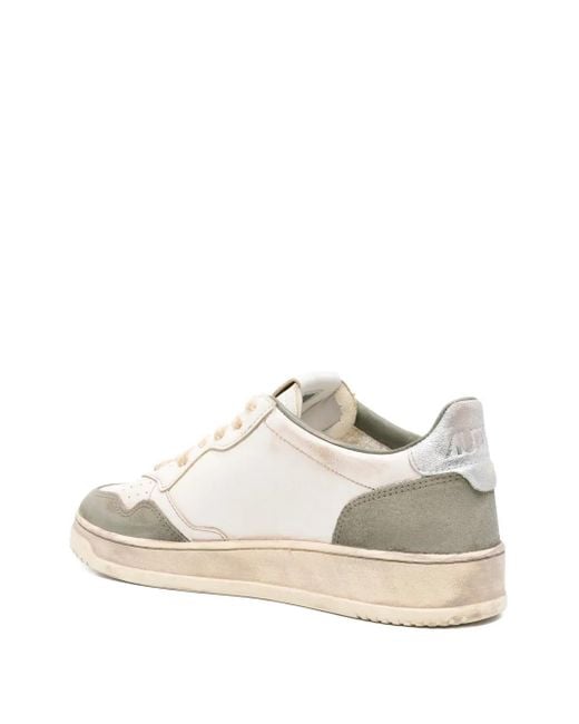 Autry White Leather Panelled Sneakers for men