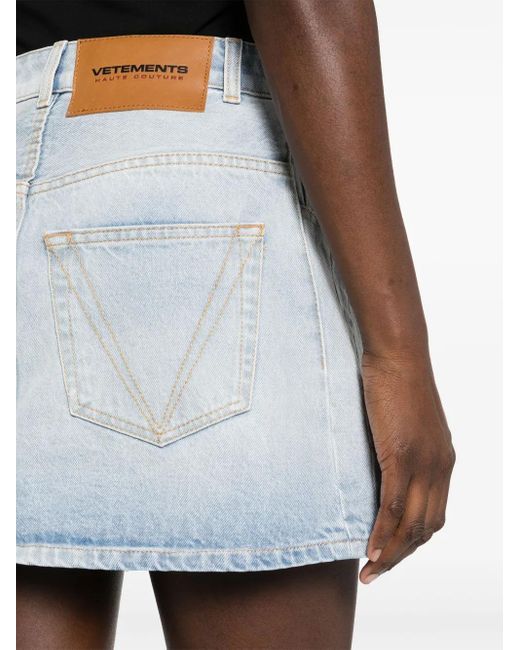 Vetements Blue Distressed Denim Mini Skirt