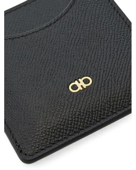Ferragamo Black Micro Gancini Business Card Holder for men