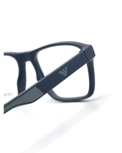 Emporio Armani Blue Rectangle-Frame Glasses for men
