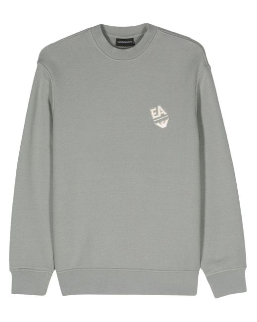 Emporio Armani Gray Logo-embroidered Cotton Sweatshirt for men