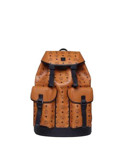 MCM Orange Brandenburg Backpack for men