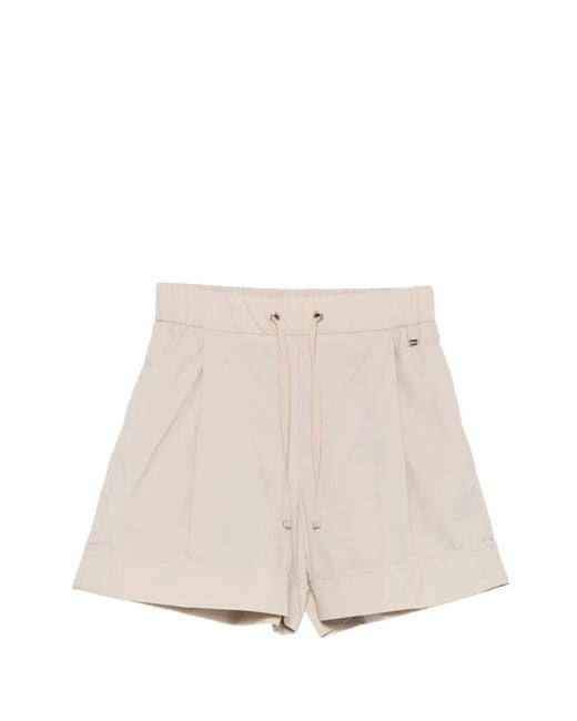 Herno Natural Drawstring-Waist Pleated Shorts