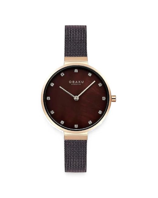 Obaku Brown Anemone Mesh Strap 32Mm Watch