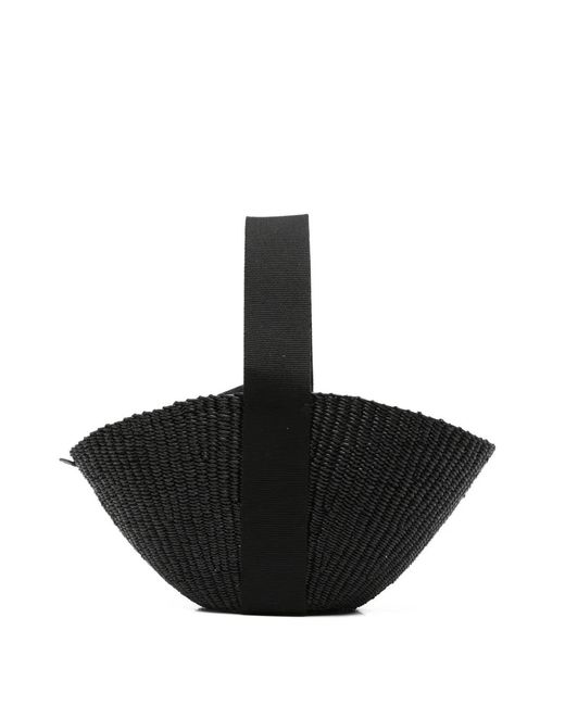 Muuñ Black Nona Woven Straw Tote Bag