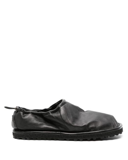 Dries Van Noten Black Drawstring Leather Slippers for men