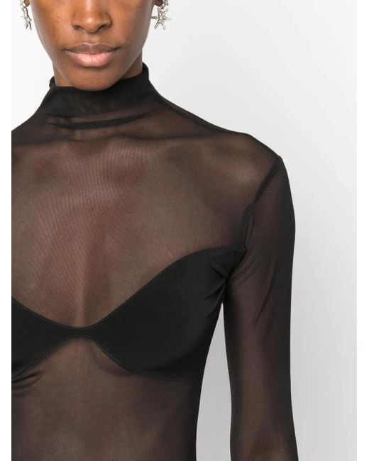 Atu Body Couture Black Panelled Mesh Bodysuit
