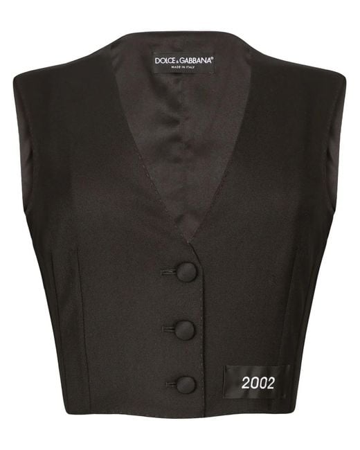 Dolce & Gabbana Black Number-Patch Tailored Cropped Vest