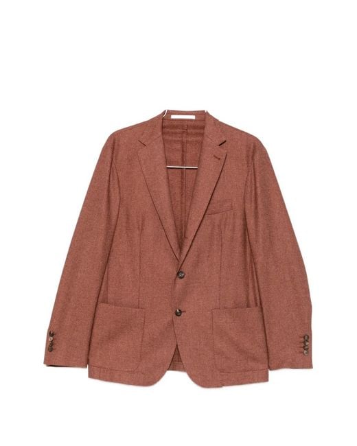 Eleventy Brown Single-Breasted Notched-Lapels Jacket for men