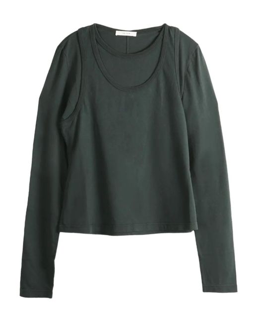 The Row Green Cut-Out Long-Sleeve Top