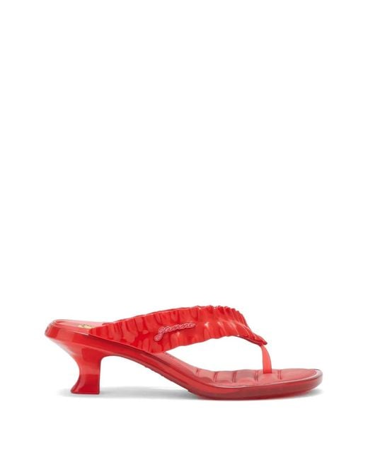 Ganni Red X Melissa Thong Kitten Heels