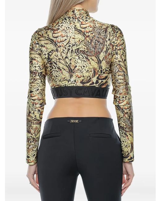 Just Cavalli Black Animal-Print T-Shirt