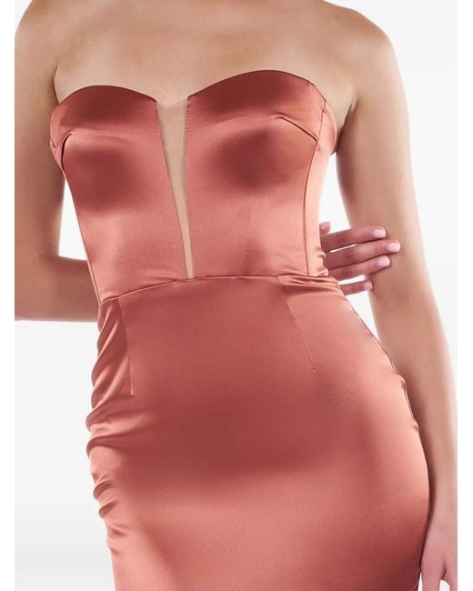 ARAFTU Red Strapless Lace-Up Dress