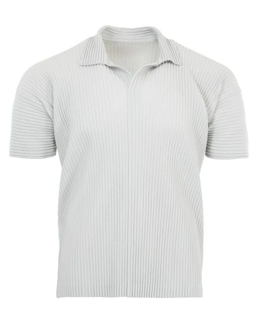 Issey Miyake Plissiertes Poloshirt in White für Herren