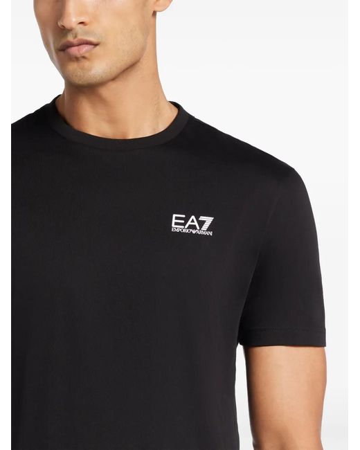 EA7 Black Logo-Print T-Shirt for men
