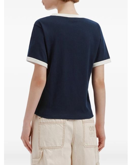 Chocoolate Blue Logo-Print Ringer T-Shirt