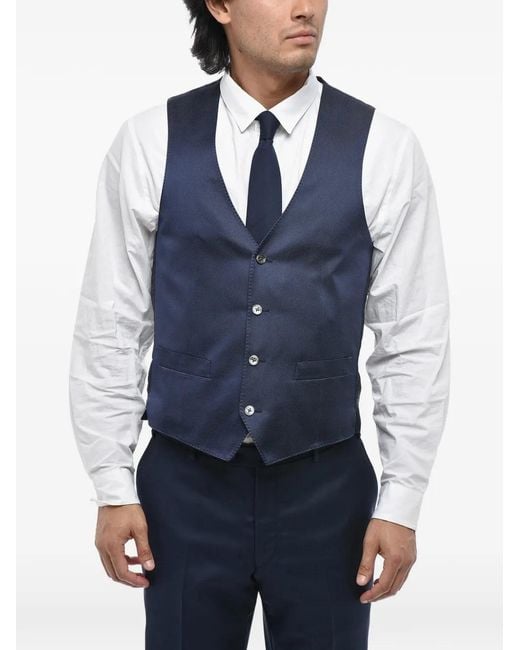 Corneliani Blue Silk Waistcoat for men