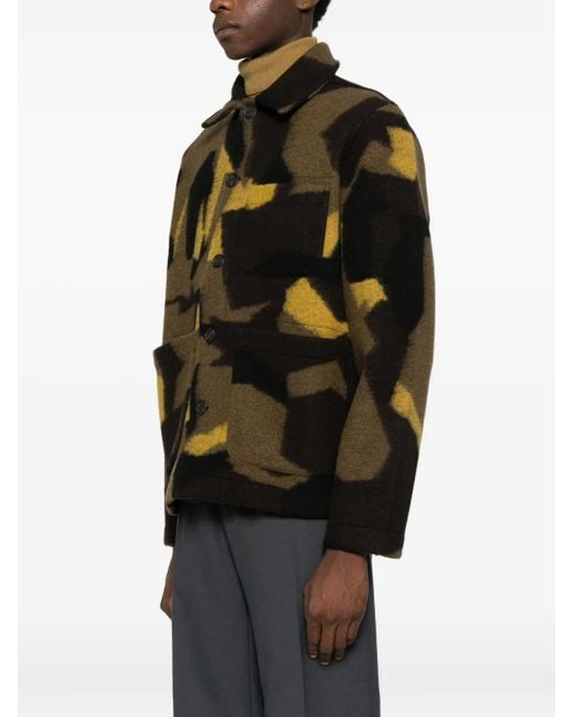 Universal Works Black Pocketed Camouflaged Jacket for men