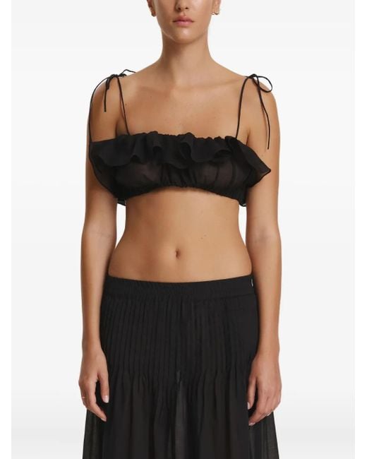 Pink Black Ruffled Tie-Strap Top
