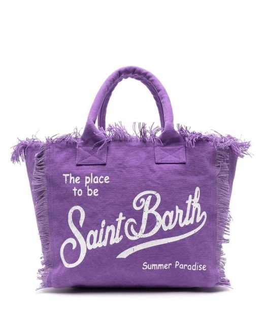Bolso de playa de lona con flecos Mc2 Saint Barth de color Purple