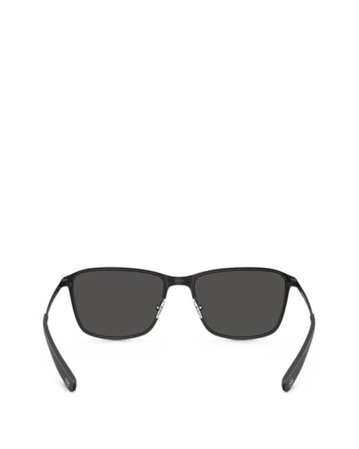 Brooks Brothers Black Rectangular Metal Sunglasses for men