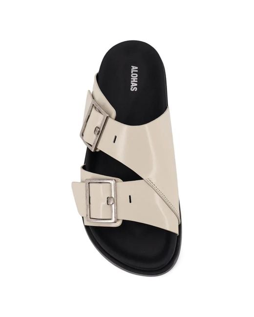 Alohas White Adjustable Strap Leather Sandals