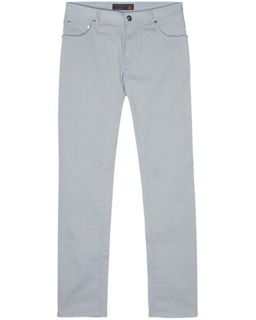 Corneliani Blue Logo-patch Straight Trousers for men