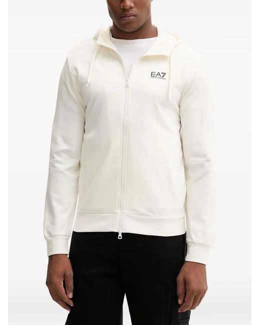 EA7 White Zip-Up Hoodie for men
