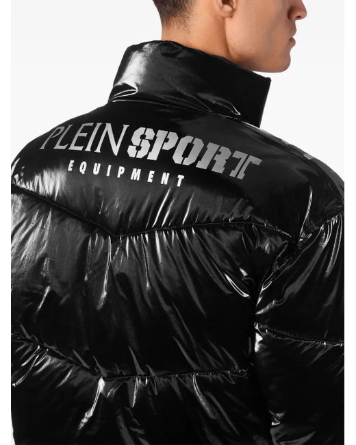 Philipp Plein Donsjack Met Gekreukt Effect in het Black voor heren