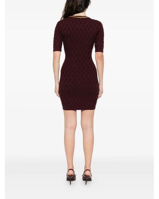 Elisabetta Franchi Red Chain-Embellished Mini Dress