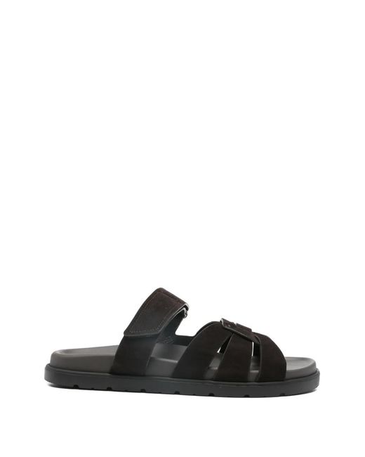 Doucal's Black Woven Suede Sandals