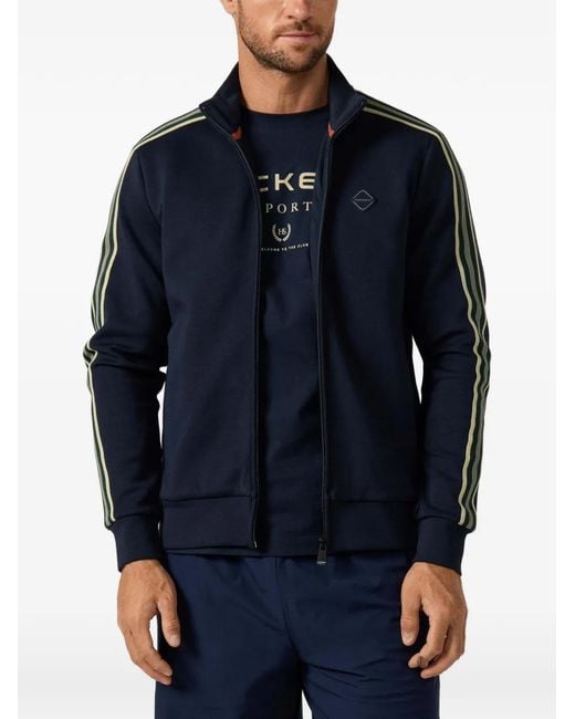 Hackett Blue Side-Stripe Zip-Up Sweatshirt for men